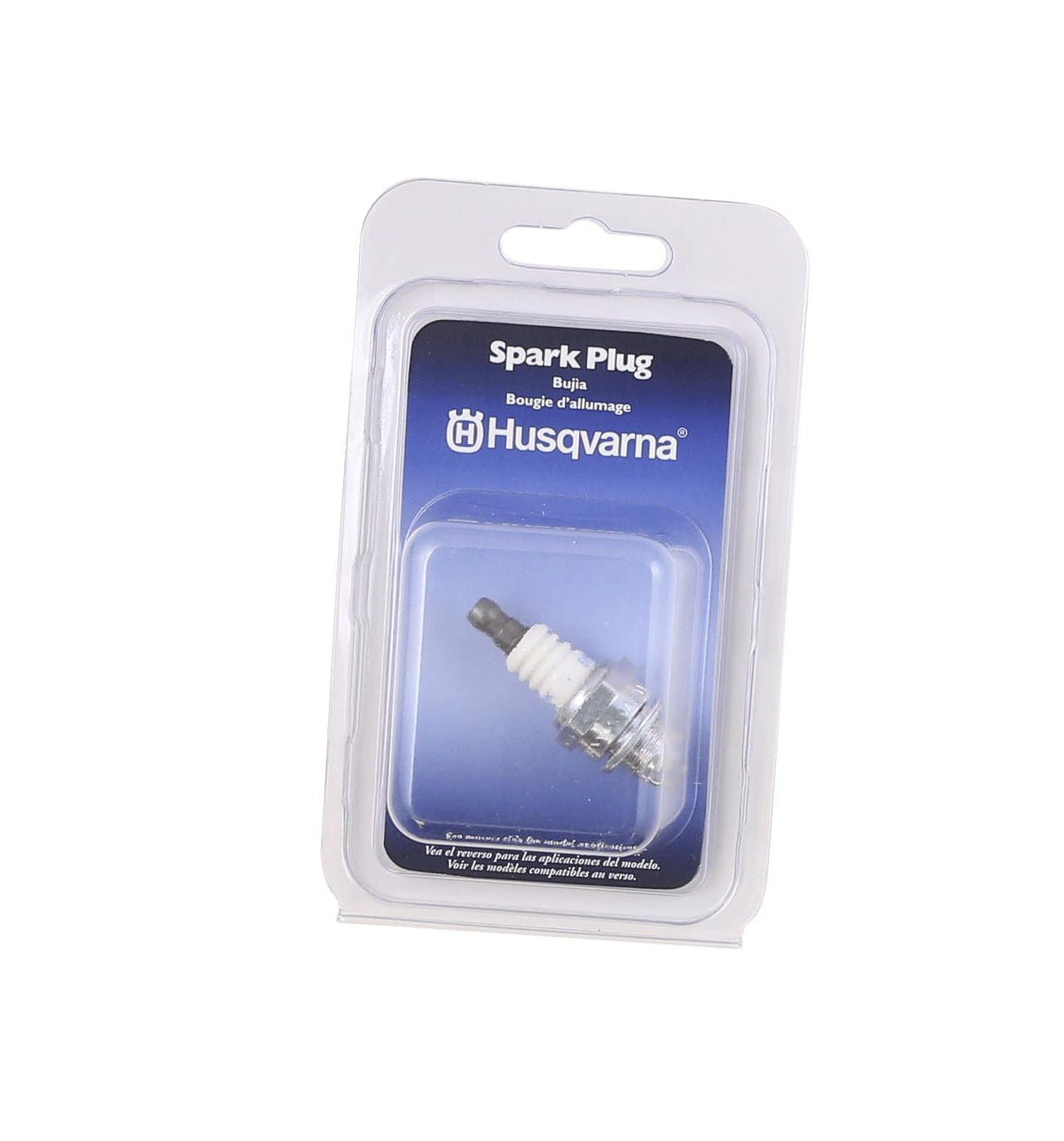 Husqvarna replacement spark plug close-up for reliable starts