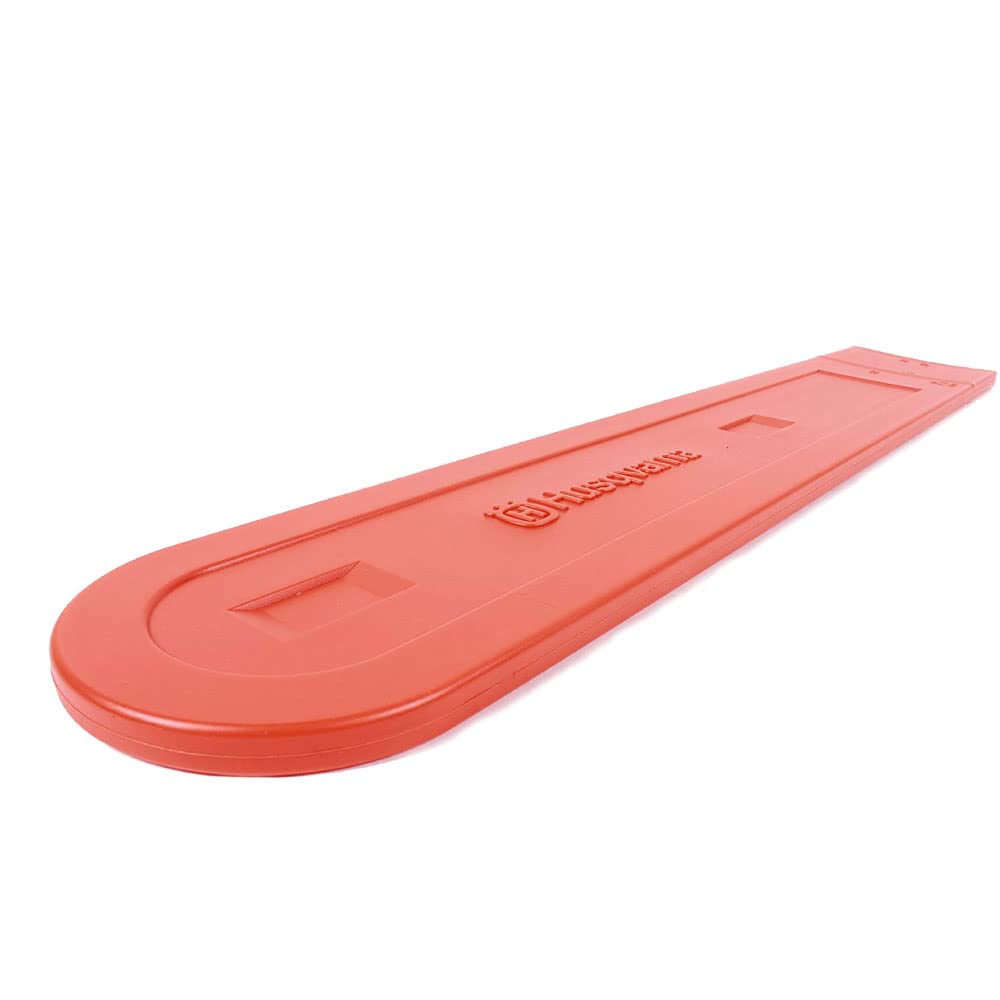 Close-up of Husqvarna scabbard showing impact-resistant plastic for durable protection on the job site