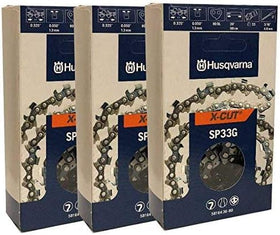 Husqvarna SP33G three-pack chains in retail packaging for 20-inch bars