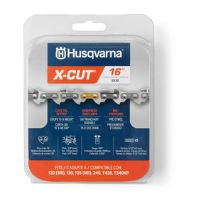 Husqvarna X-Cut S93G 16-Inch chain compatible with Husqvarna bars for precise cuts