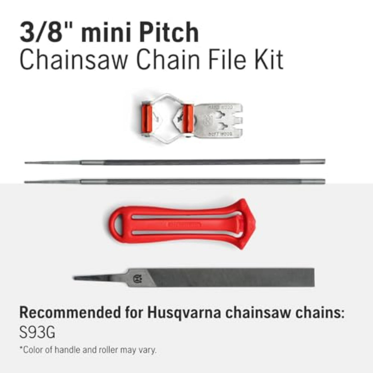 Husqvarna X-Cut S93G combination file guide aiding correct filing angle.