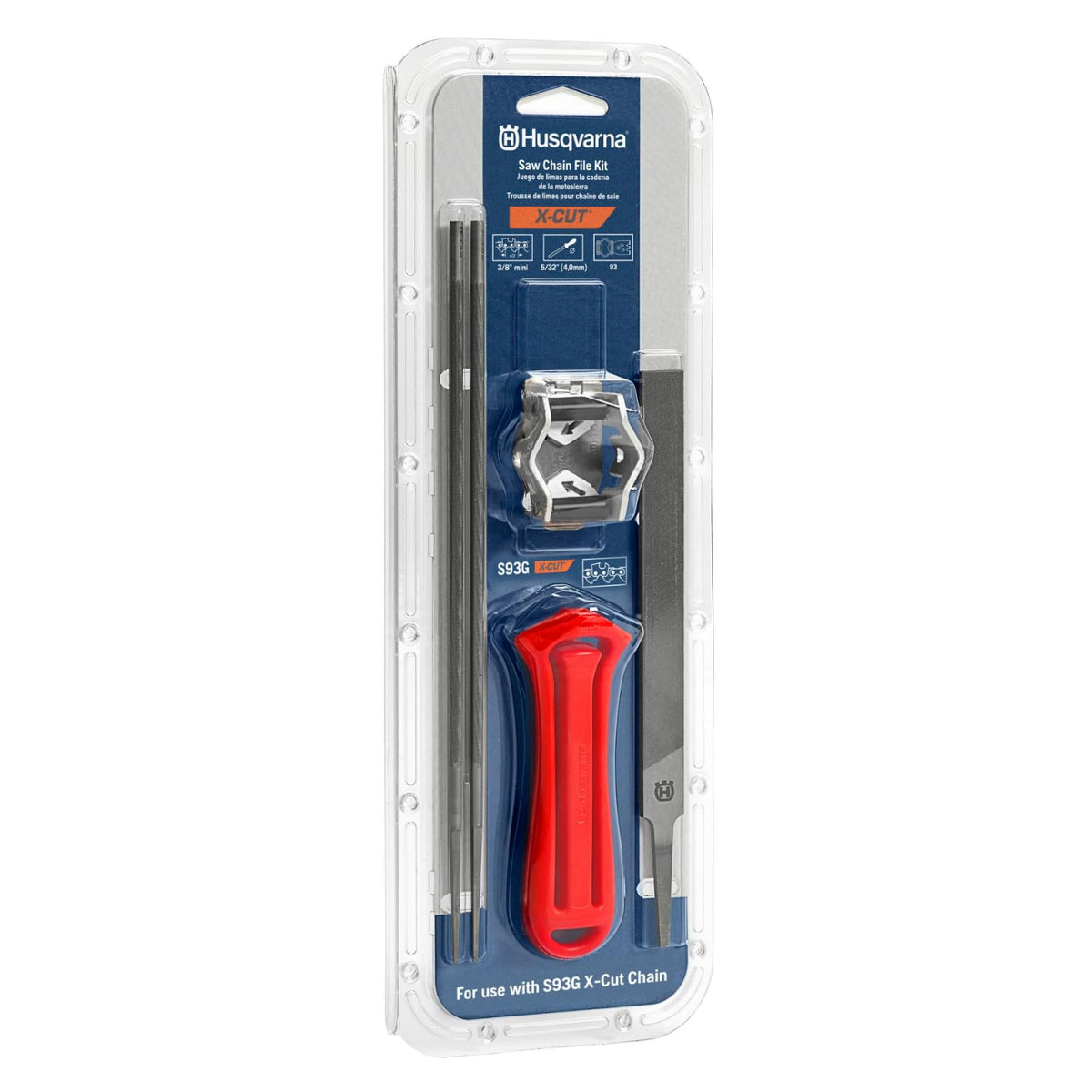 Husqvarna X-Cut S93G file kit handle for precise grip during sharpening.
