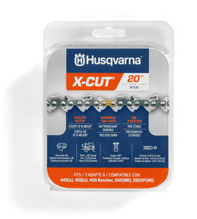 Husqvarna X-Cut SP33G on a 20-inch chain for precise, clean cuts.