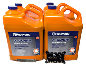 Husqvarna X-Guard bar and chain oil gallon case of four for ongoing saw maintenance