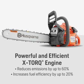 Husqvarna 435 LowVib technology reduces vibration for comfortable use.