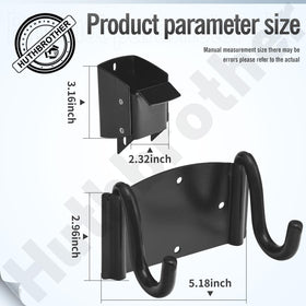 Huthbrother wheelbarrow hook and bracket installed outdoors with rust-resistant finish