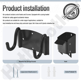 Huthbrother wheelbarrow storage bracket with top lift latch prevents accidental release