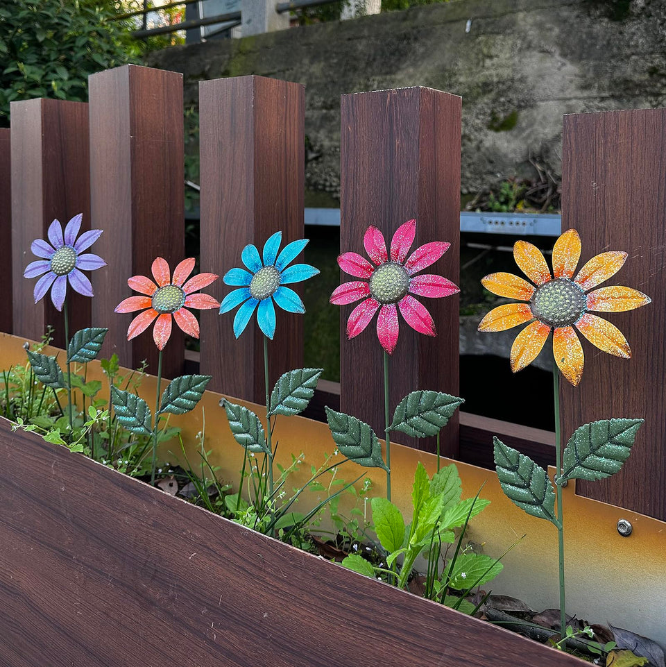 HUTHDAK metal flowers outdoor 5-pack adds durable color to your garden borders.