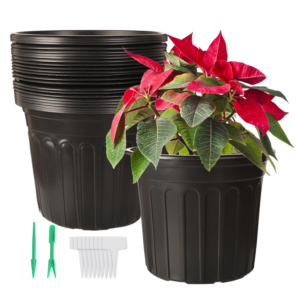Huvai 2-gallon black nursery pot shows the top diameter for precise seedling startup.
