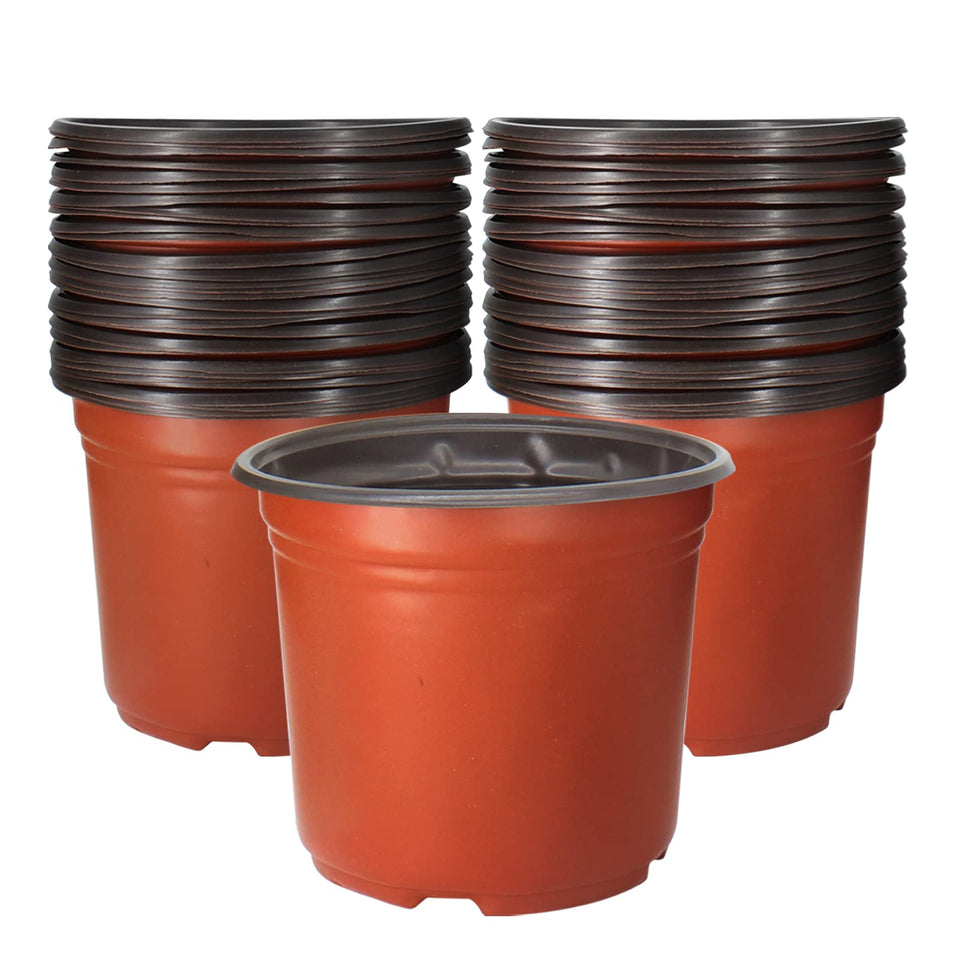Huvai 50-pack 1-gallon pots for seed starting with durable, reusable plastic.