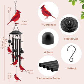 HUVNSOCH Cardinal Wind Chimes: tuned aluminum tubes emit clear, lasting music outdoors.