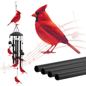 HUVNSOCH Cardinal Wind Chimes: large cardinal centerpiece for serene garden ambiance.
