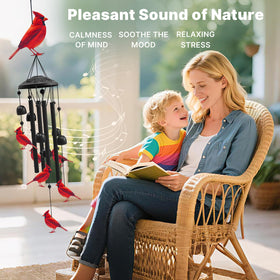 HUVNSOCH Cardinal Wind Chimes: S-hook enables tool-free hanging on any outdoor space.