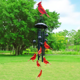 HUVNSOCH Cardinal Wind Chimes: waterproof waxed cord withstands sun and rain.