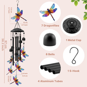 HUVNSOCH Dragonfly Wind Chimes aluminum tubes deliver clear, lasting tones.