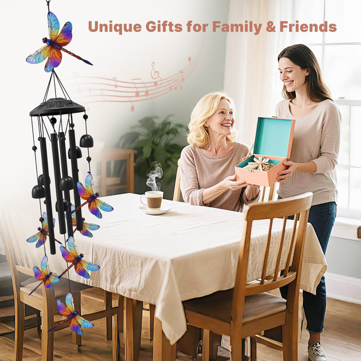 HUVNSOCH Dragonfly Wind Chimes clear bells offer bright, resonant sound.