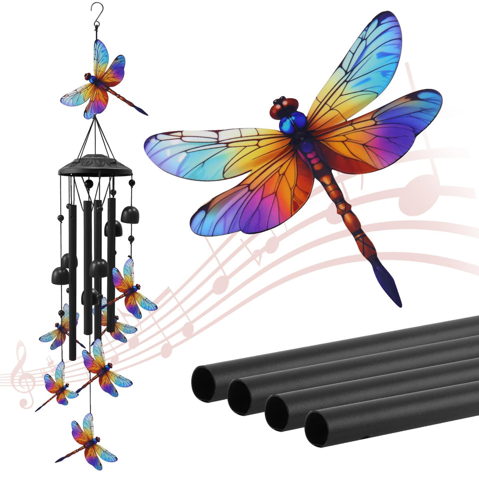 HUVNSOCH Dragonfly Wind Chimes outdoor main dragonfly creates elegant garden ambiance.