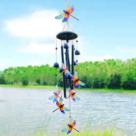 HUVNSOCH Dragonfly Wind Chimes small dragonflies add whimsy and melodic detail.
