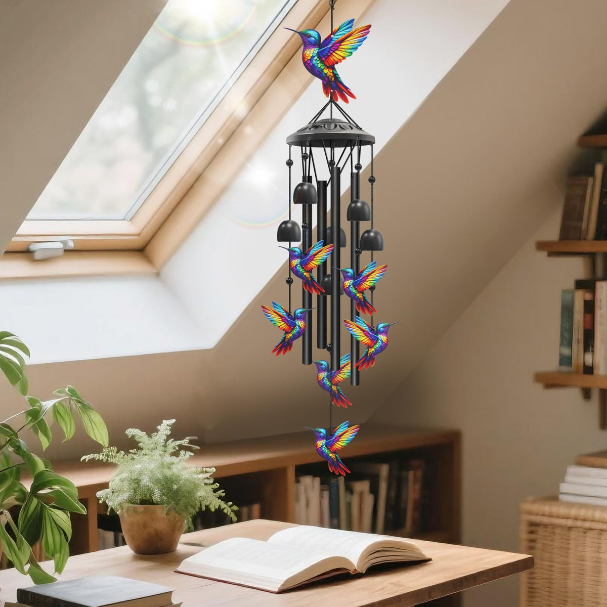 HUVNSOCH gift-ready hummingbird windchime for garden lovers.