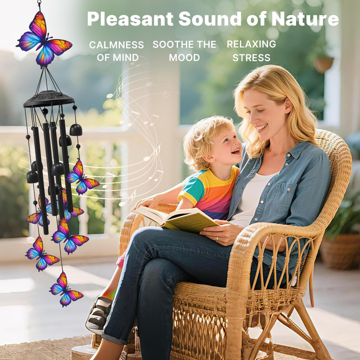 HUVNSOCH tuned aluminum tubes capture delicate melodic tones in breeze.