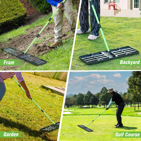 HUZSV lawn leveling rake rugged durability supports heavy-duty leveling