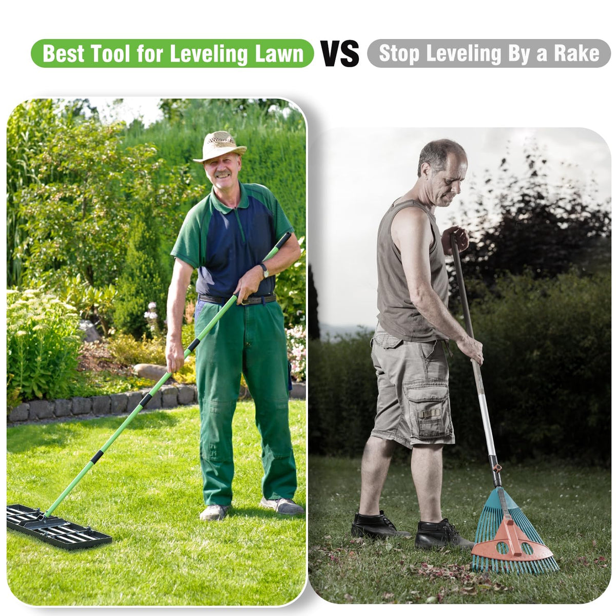 HUZSV lawn leveling rake stainless steel design resists rust for outdoor use
