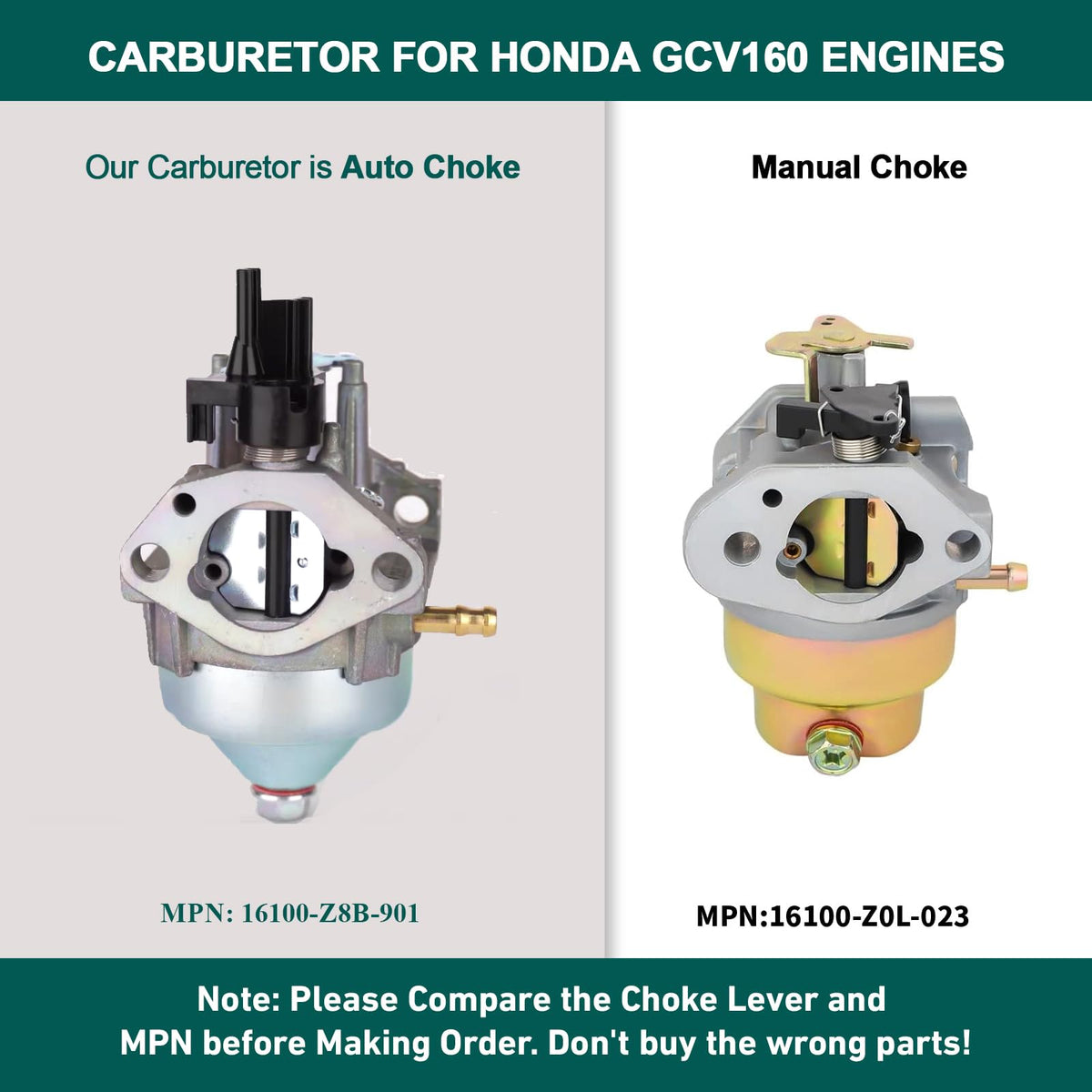 Huztl auto choke carburetor fits GCV160LA0 and LA1 engines
