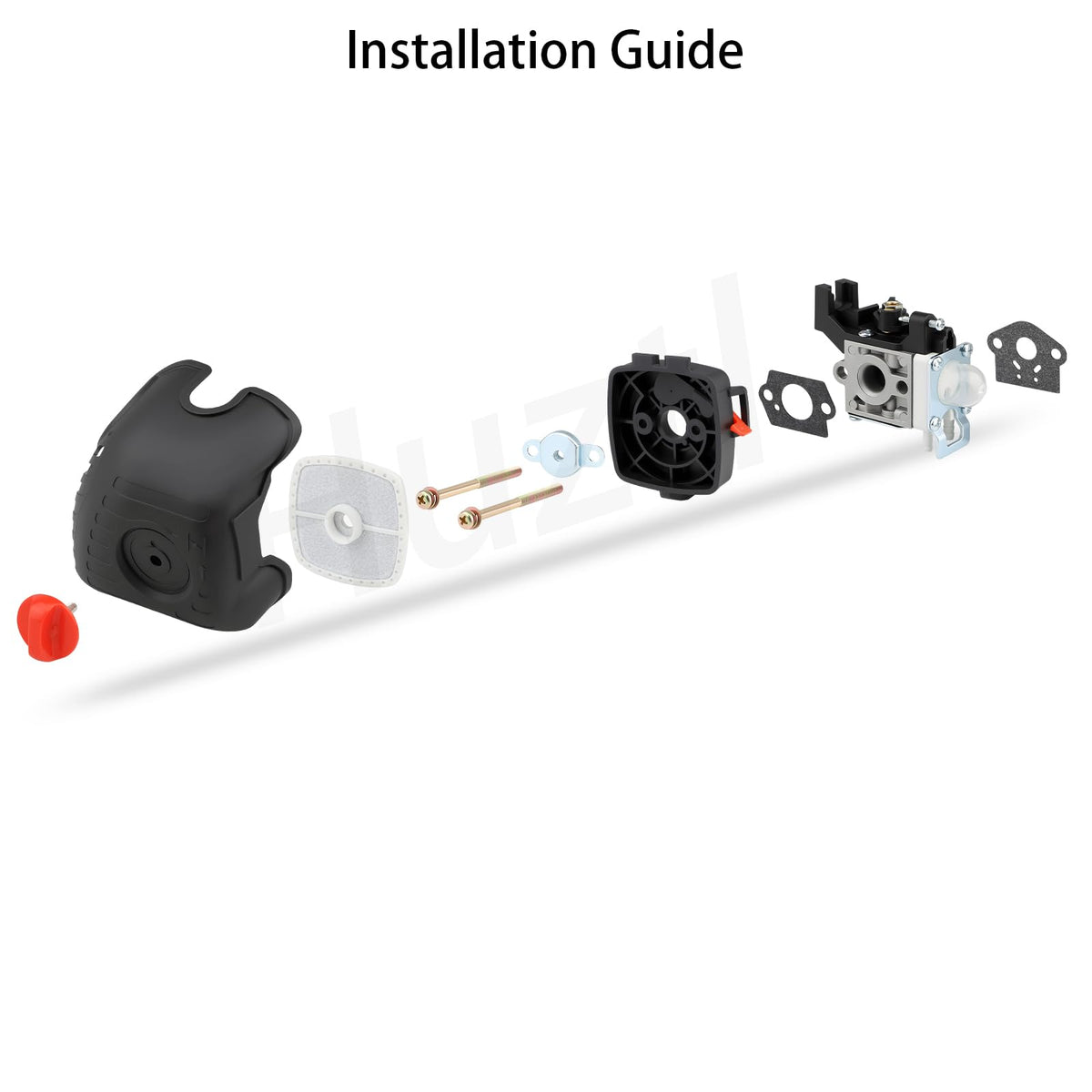 HUZTL SRM225 tune-up kit components spread for maintenance