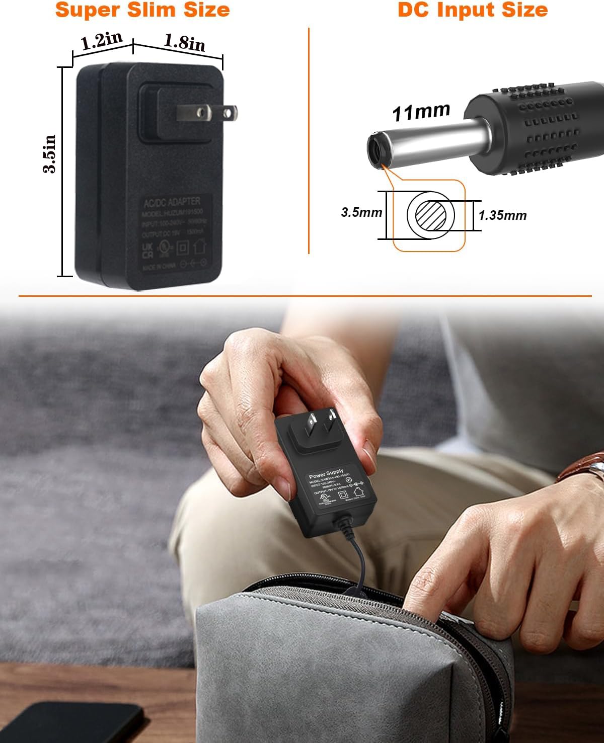 HUZUM 19V adapter for M88 enabling portable charging anywhere