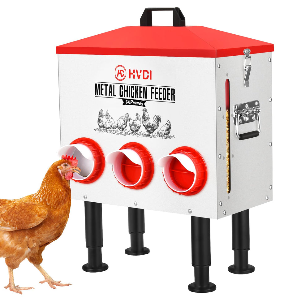 HVDI large automatic chicken feeder with full capacity for busy coops.