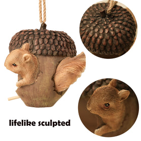 Hvfun acorn-shaped exterior with squirrel accent adds whimsical garden charm.