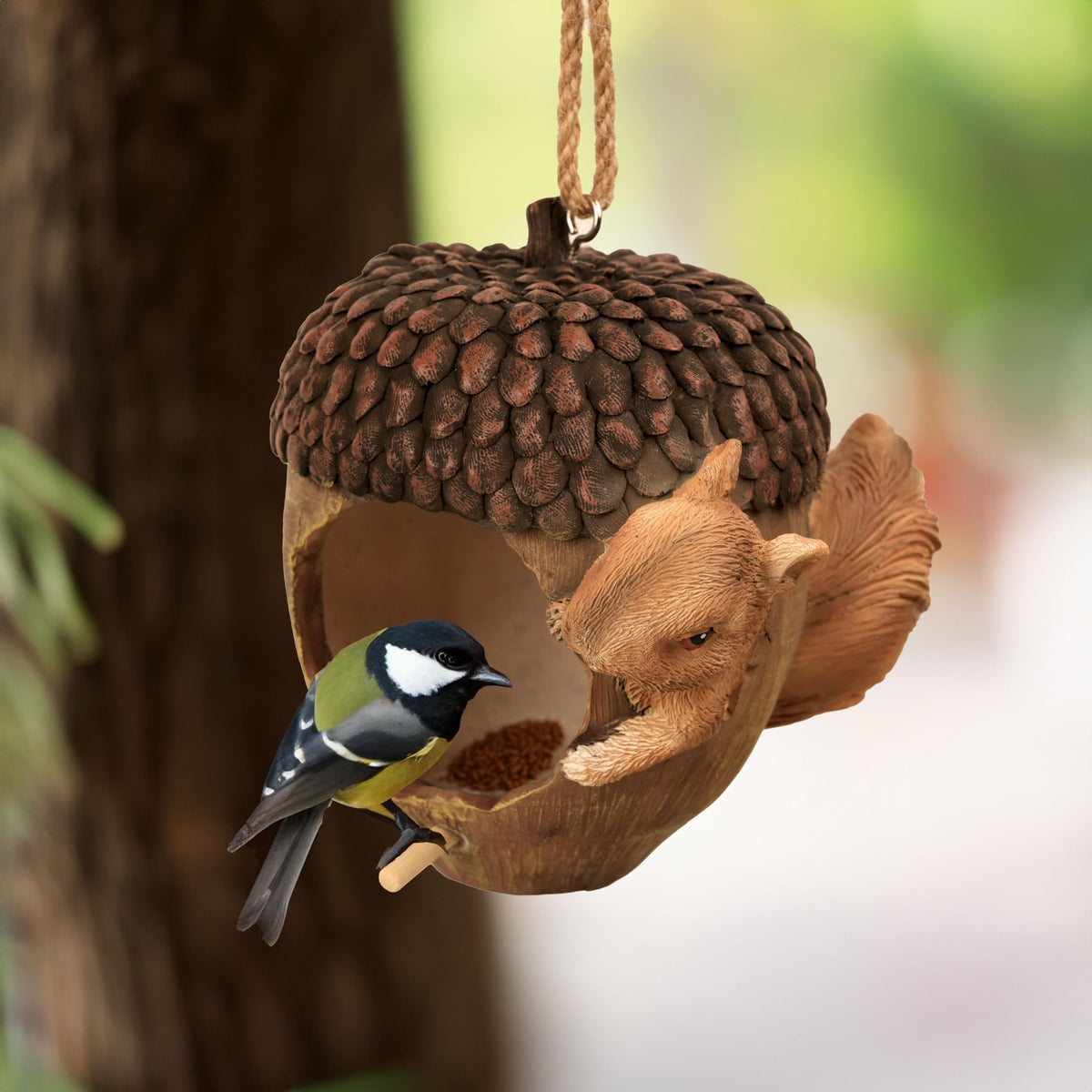 Hvfun decorative birdhouse on a garden hook enhances outdoor spaces.
