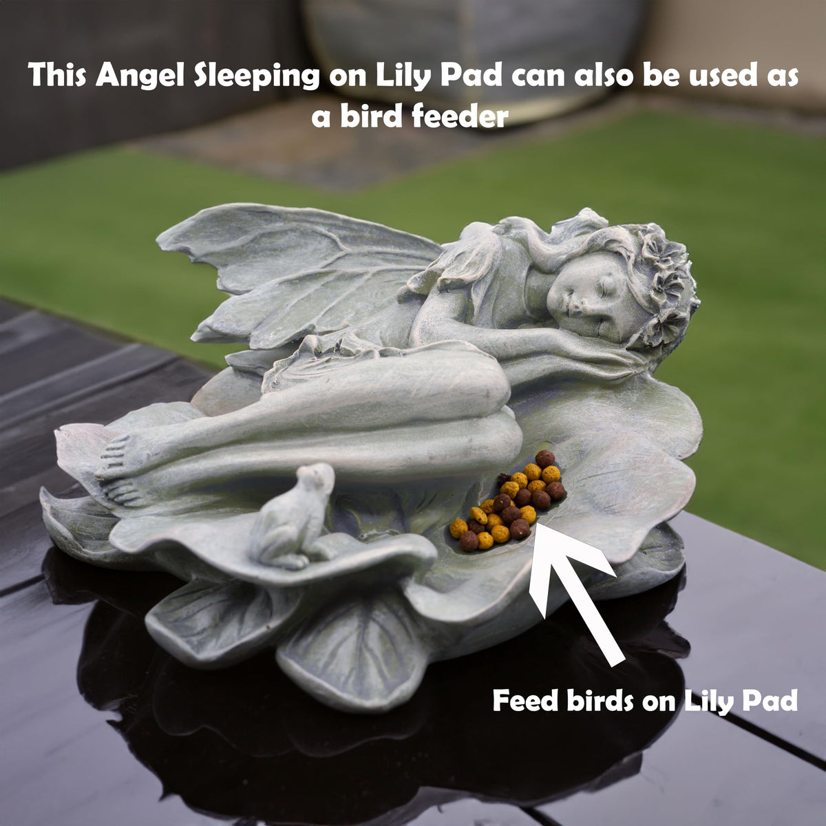 hvfun outdoor-decor-garden-figurine brings tranquil presence to patios and flower beds.