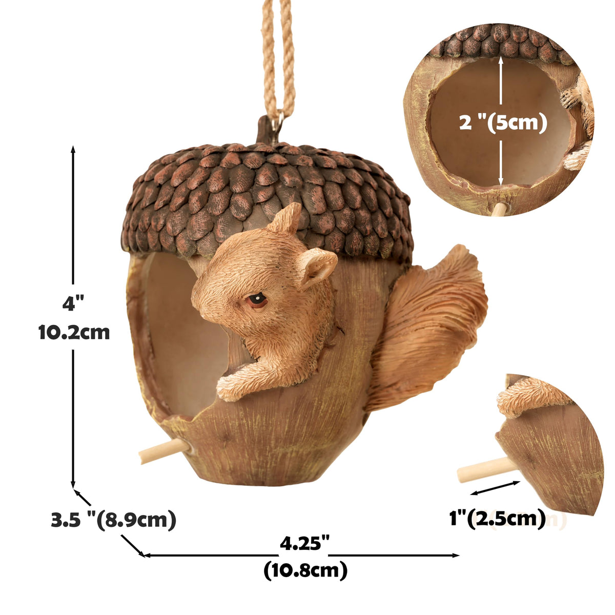 Hvfun weather-resistant resin birdhouse exterior protects against rain, snow and sun.