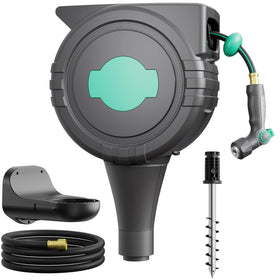 HVNPSH ground spike retractable hose reel for full garden reach