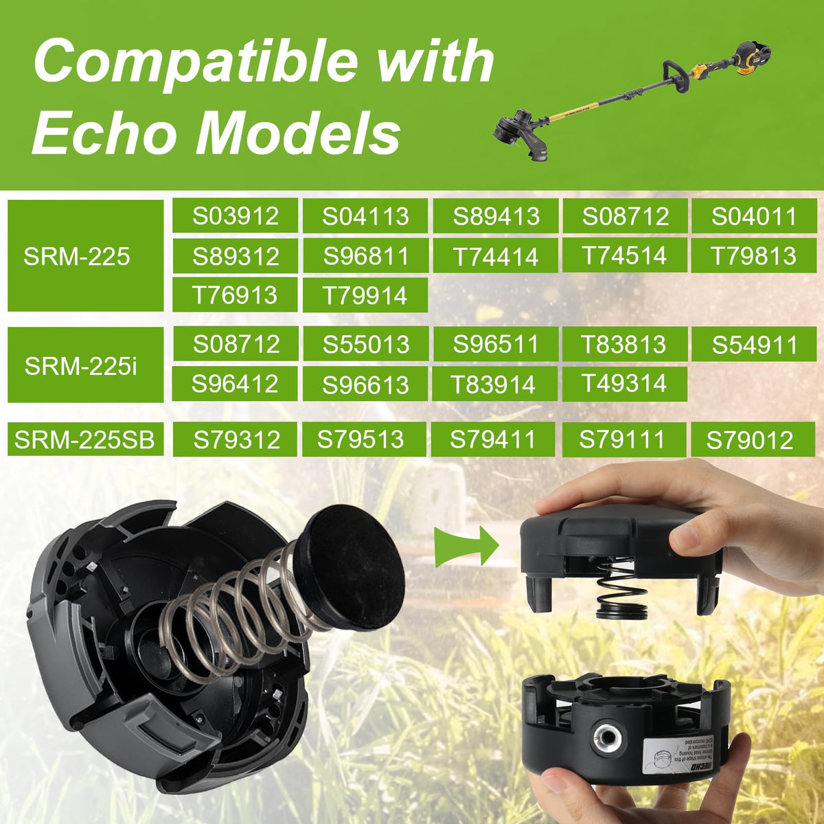 HWEIUA compatible Echo models list shows broad compatibility with SRM-225 and SRM-230
