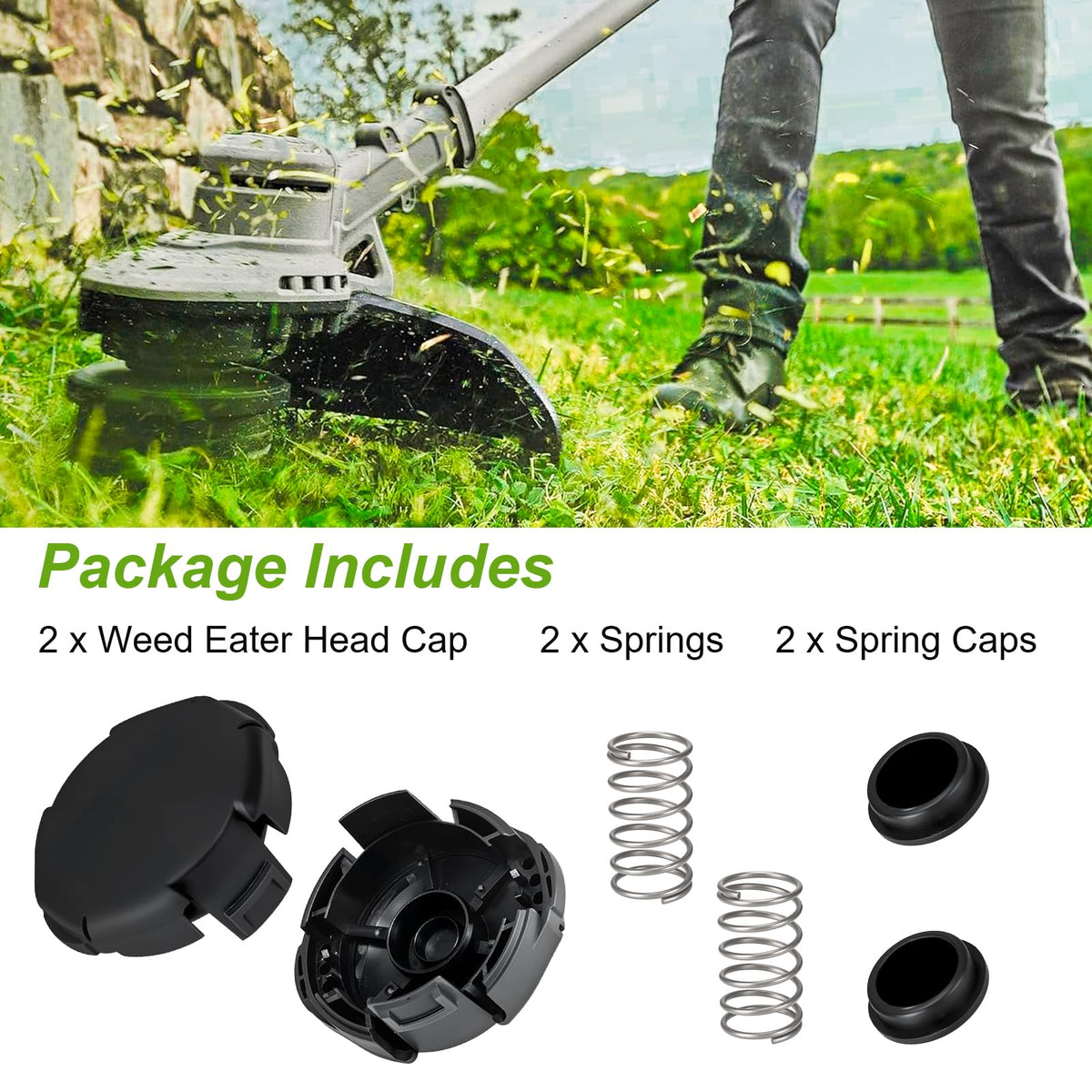 HWEIUA two-pack packaging with caps and springs for Echo heads