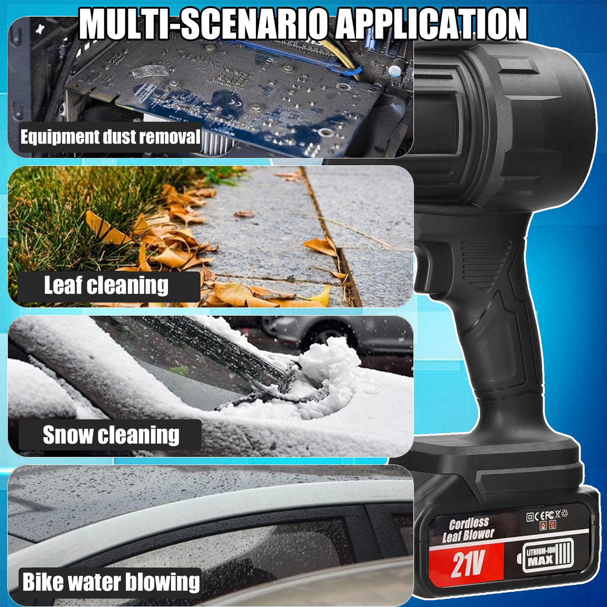 HWLANTU leaf blower outdoor multi-use for patios, decks, and gardens.