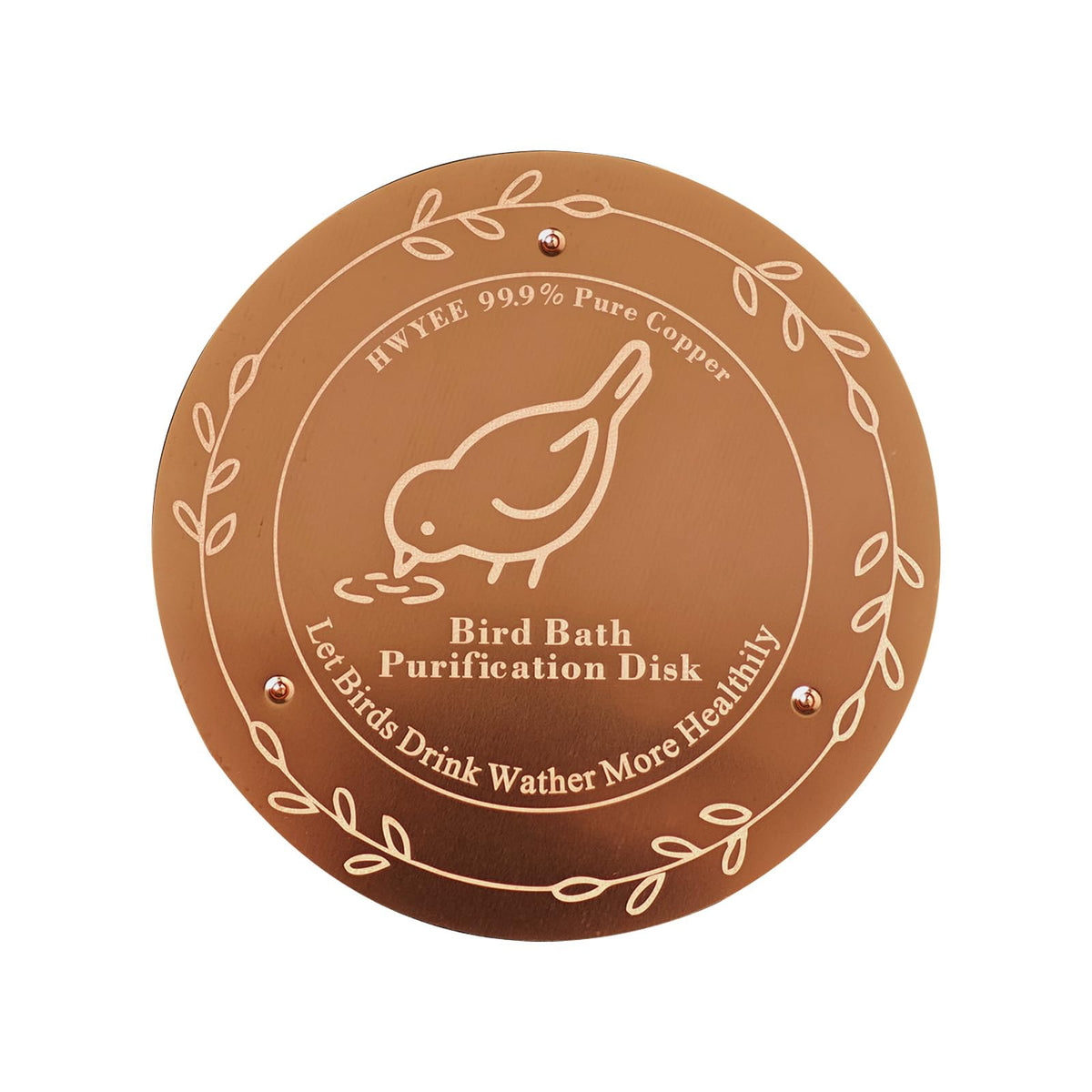 HWYEE bird bath copper disk, 13 cm, wider water contact area for cleaner water.
