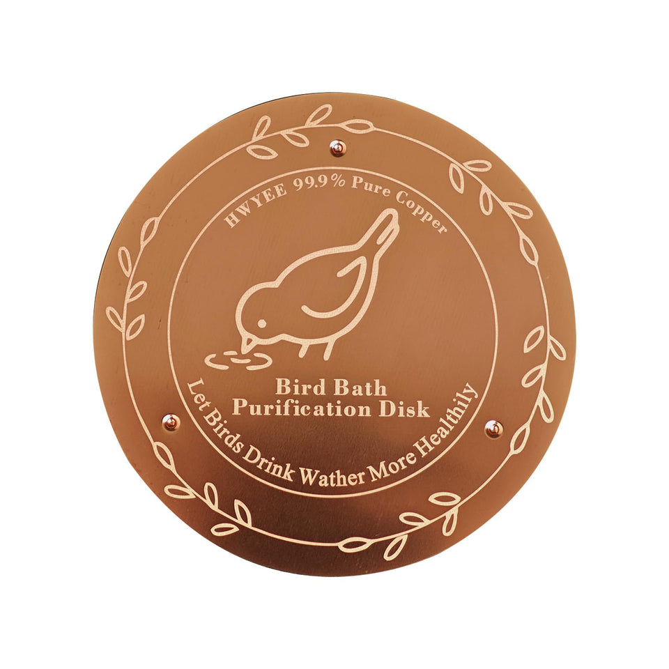 HWYEE bird bath copper disk, 13 cm, wider water contact area for cleaner water.
