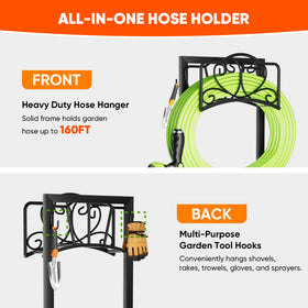 HXJLJY ground spikes secure the hose stand in garden soil