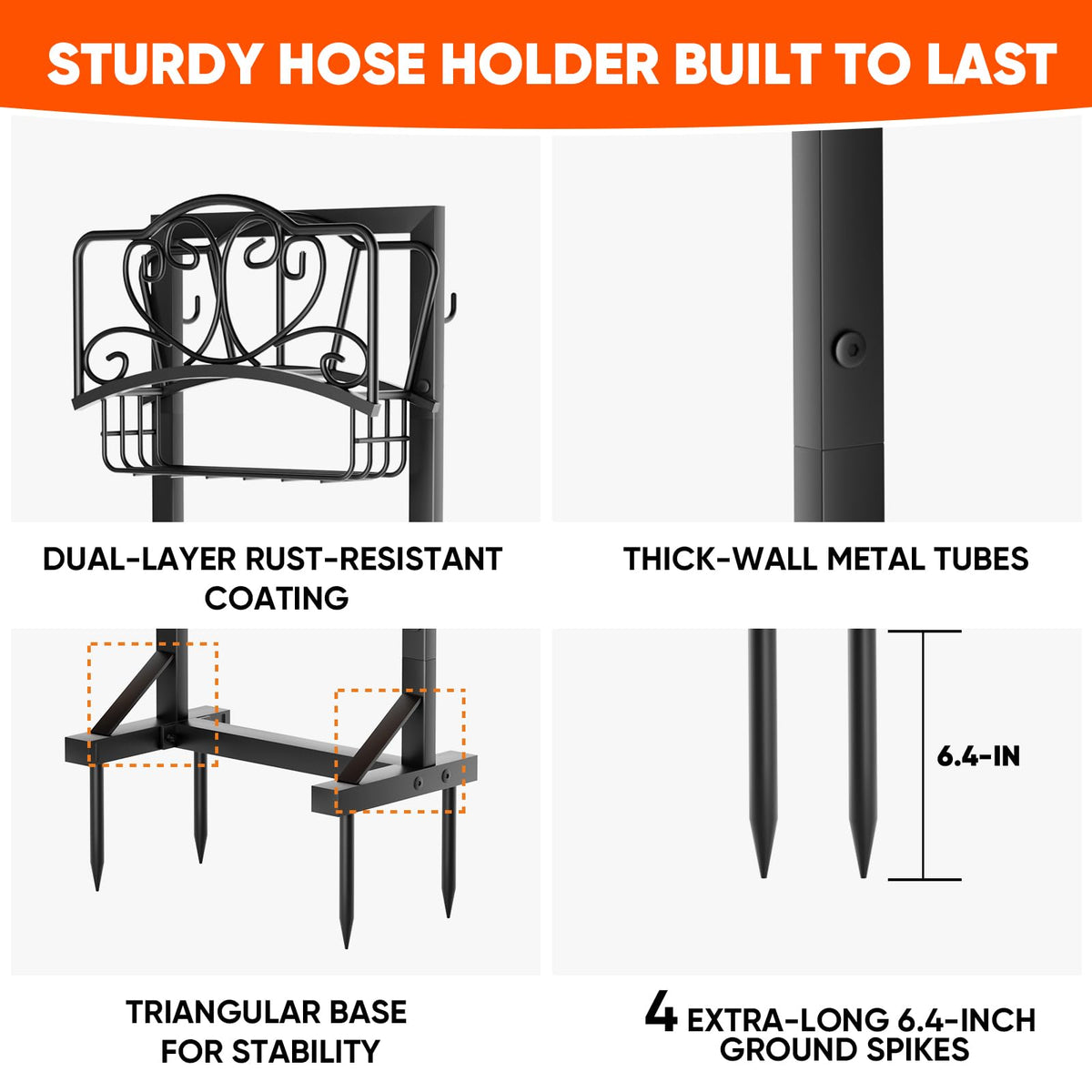 HXJLJY hose holder side view showing sturdy frame and load balance