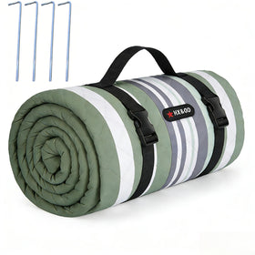 HX&OD picnic blanket folded compact for easy carry and storage.
