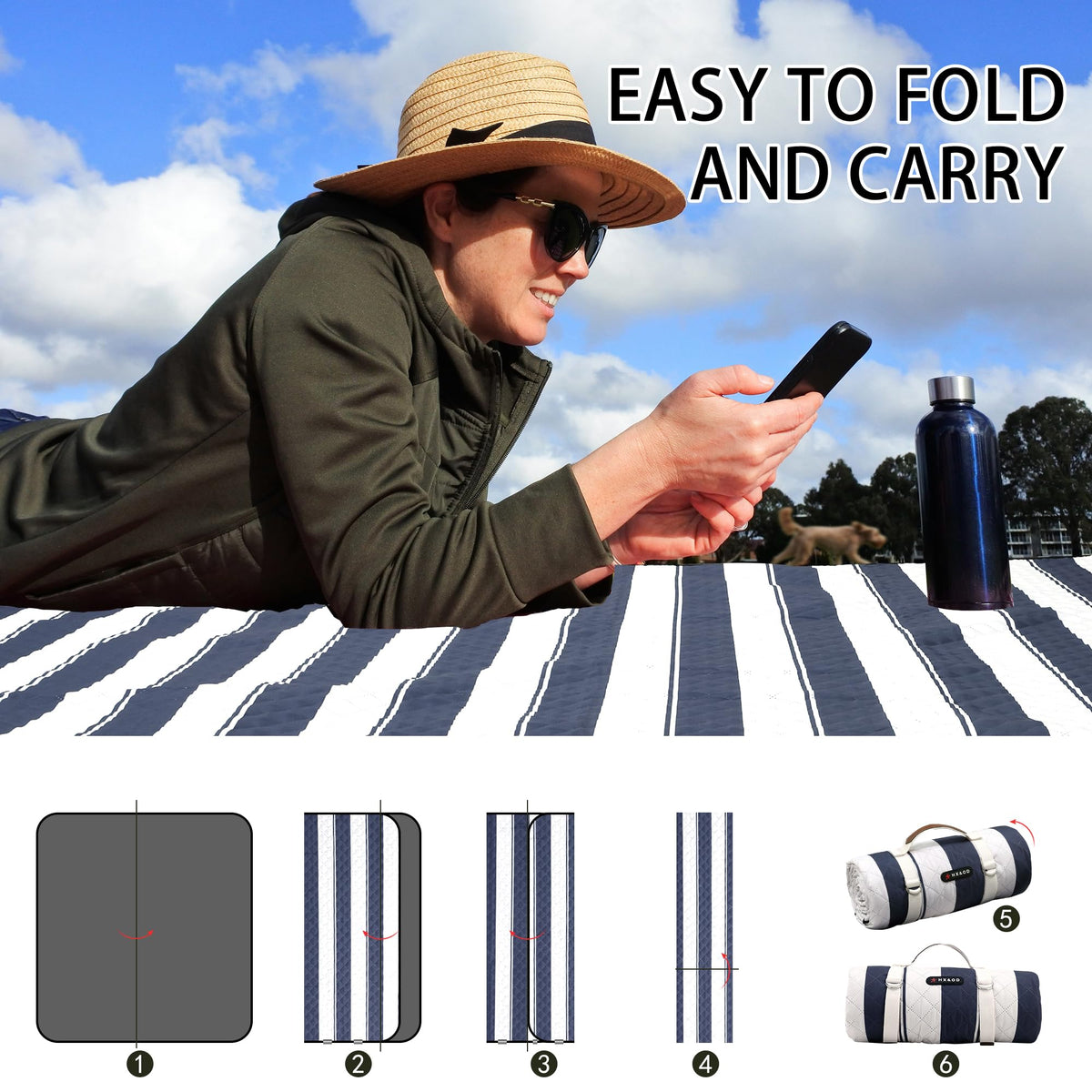 HX&OD machine-washable blanket for quick cleanup after outings.