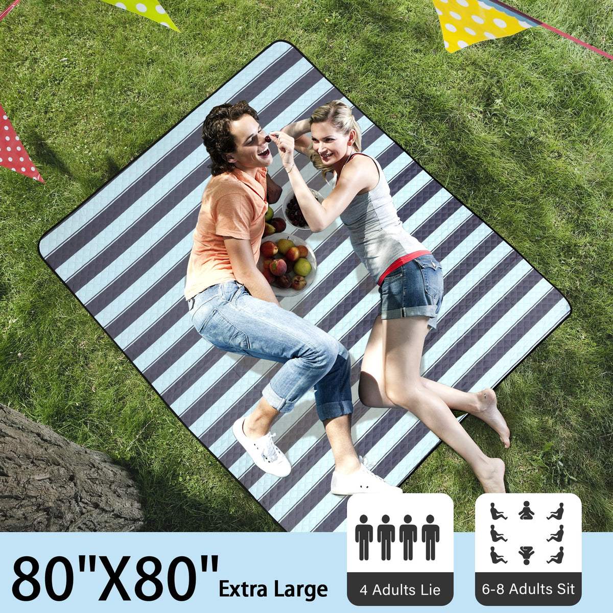 HX&OD picnic blanket waterproof backing keeps sand and damp away