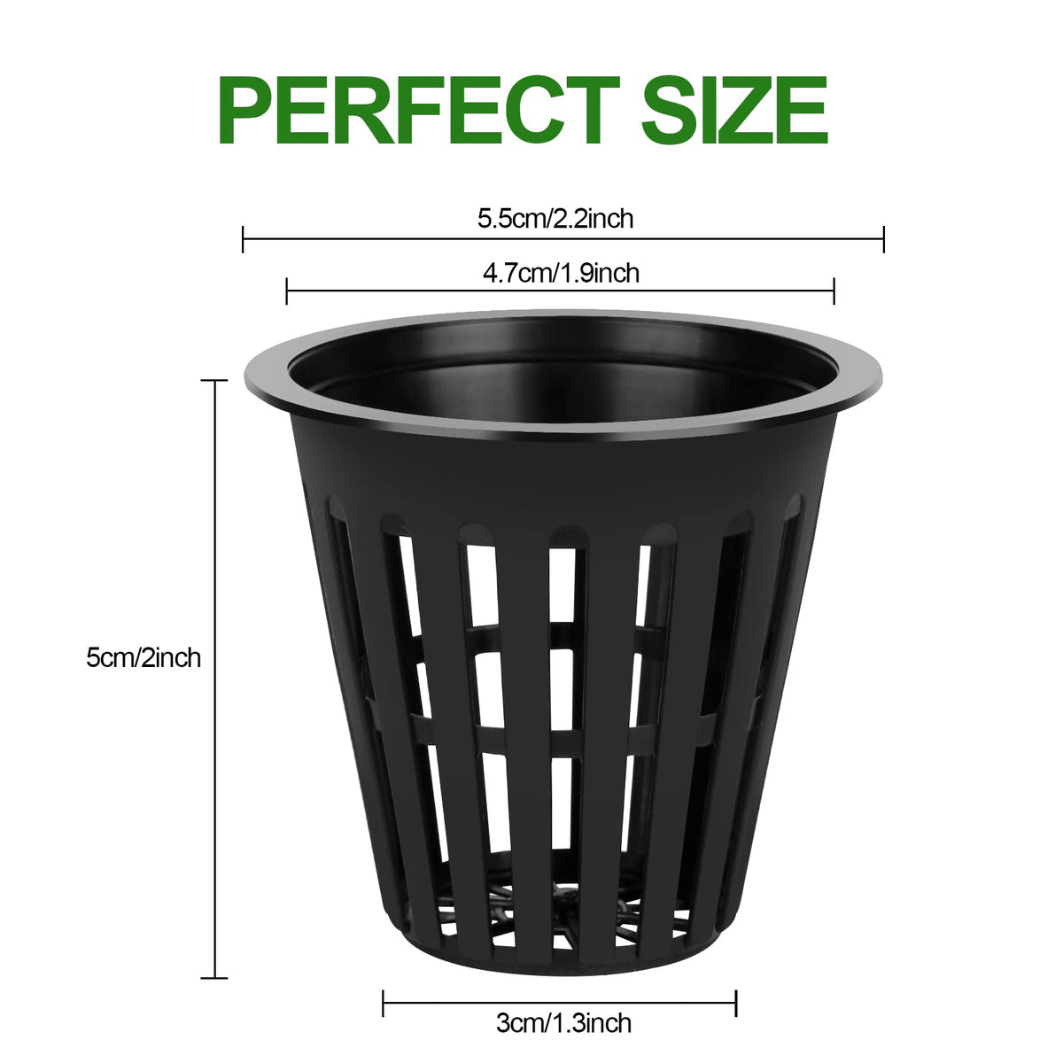 HXSEMAYIG 2-inch net pot top view showing mesh slots for drainage.
