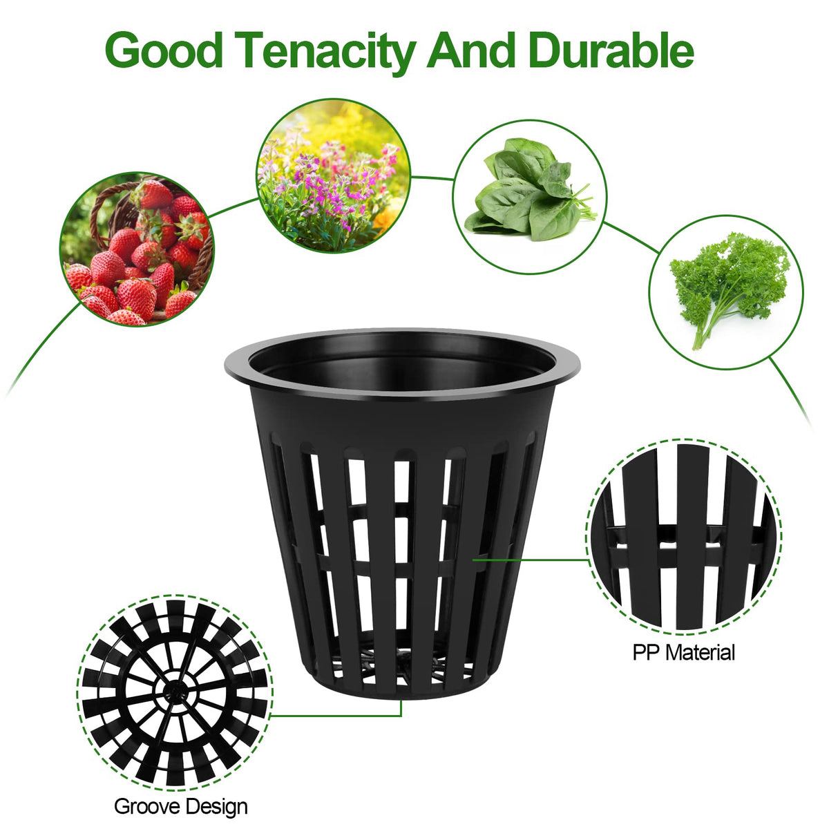 HXSEMAYIG 50pcs pack of 2-inch net pots for hydroponics.