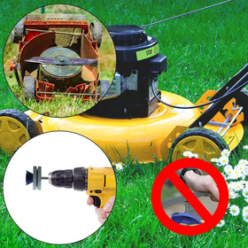 HXXF four piece blade sharpener set for lawn mower blades and garden tools