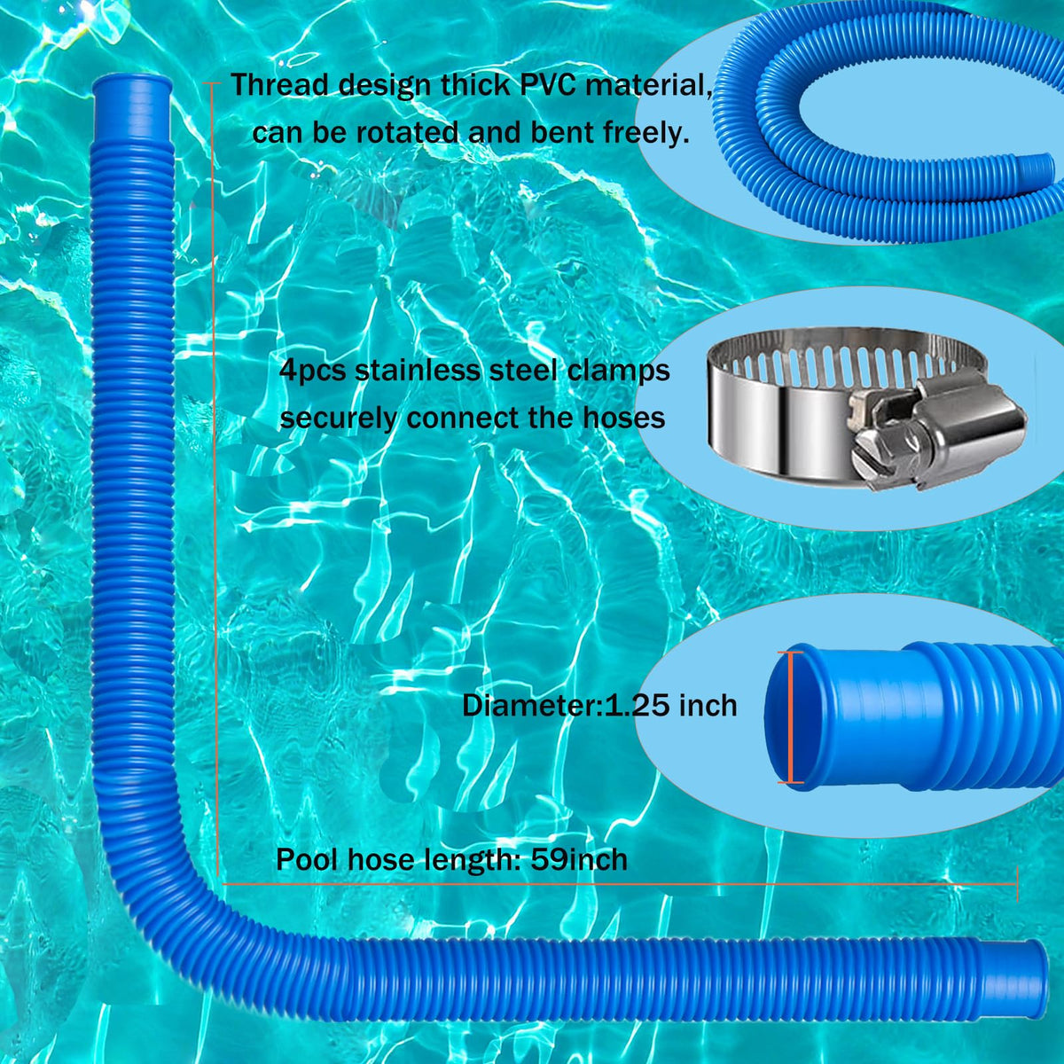 Hxxyilok pool hose compatible with Intex filter pumps 603/607/637.
