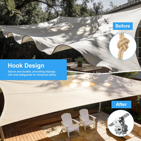 HYASIA rope clamps lock wires for stable, wrinkle-free shade sails.